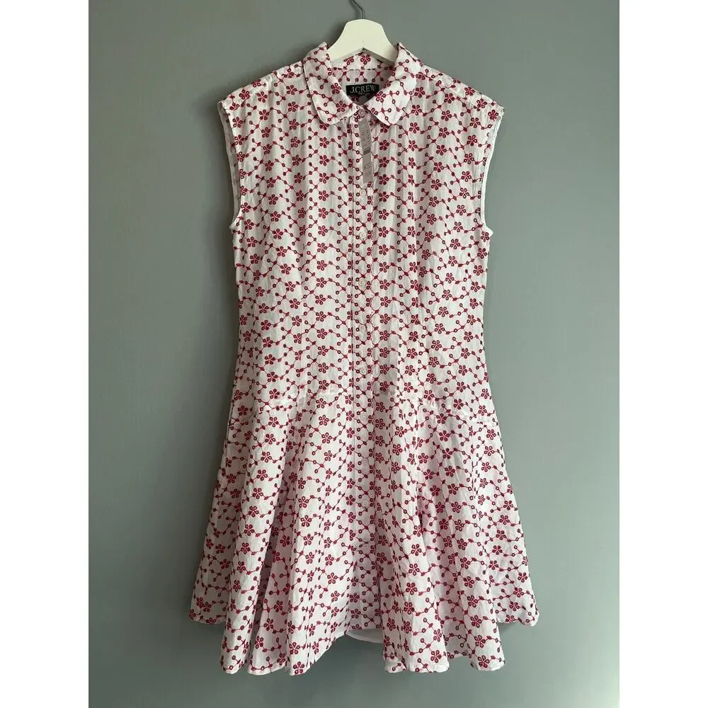 J.Crew NWT $177.99 Preppy Romantic Cottagecore Floral Embroidered Dress Sz 8